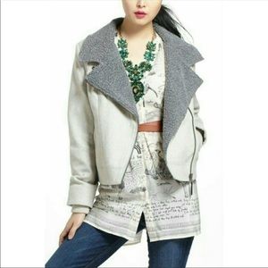 ANTHROPOLOGIE // Cartonnier wool Sherpa Moto jacket size M